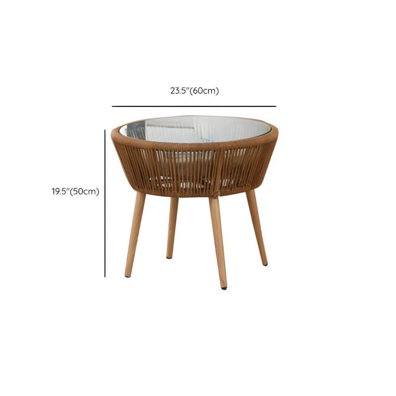 "Dimension of Contemporary Patio Table Outdoor Open-air Round Bistro Table - Natural Finish Table Only"