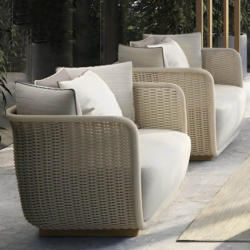 "Rust Resistant Rattan Patio Sofa 1 PC Modern Outdoor Patio Sofa with Cushion - 35.5"L x 31.5"W x 29.5"H Black-Gray"