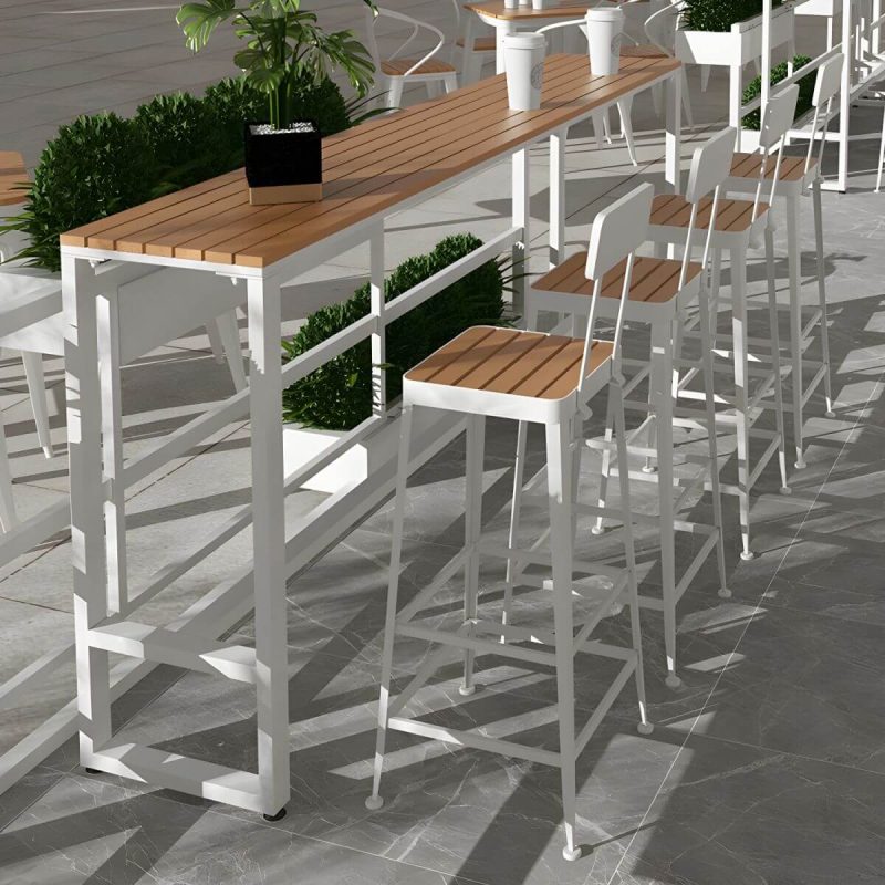 "Industrial Artificial Wood Bar Table Set 1/4/5 Pieces Counter Table Set for Outdoor - Table 86.6"L x 15.7"W x 41.3"H Zero Wood Color"