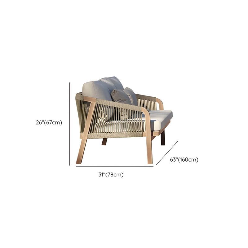 "Dimension of Modern Metal Sofa with Stain-resistant Cushions and Pillows - 78cm Width, 67cm Height - Loveseat"