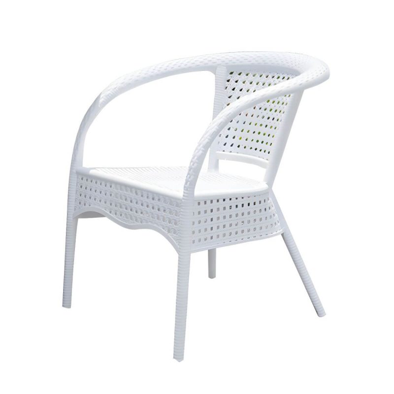 "Contemporary White Metal Dining Table Furniture Set with Chairs for Courtyard - Table & Chair(s) 63"L x 35.5"W x 28.3"H 4"