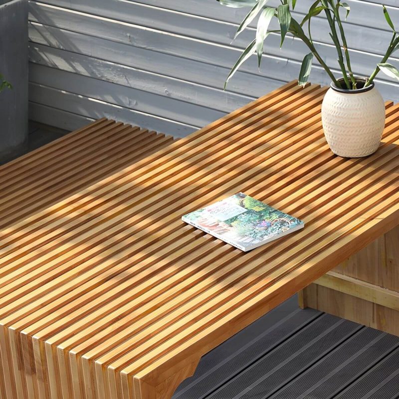 "Pine Wood Patio Dining Set Traditional Style, Natural Color, Weatherproof - Table"