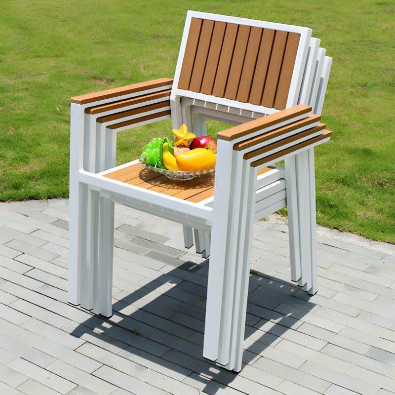 "Contemporary White Dining Table Set with Chairs for Courtyard - Table & Chair(s) 32"L x 32"W x 30"H 4"