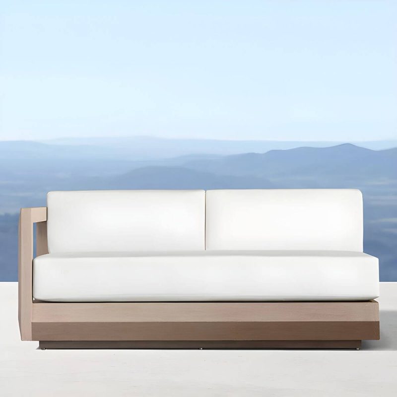 "Wood Rectangular Contemporary Patio Sofa with Cushions for Outdoor - 3-Seater Sofa"
