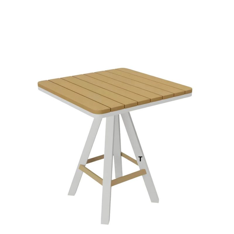 "Contemporary Style Patio Dining Table with Metal Legs for Patio Dining - White 27.6"L x 27.6"W x 29.5"H Table Table Only"