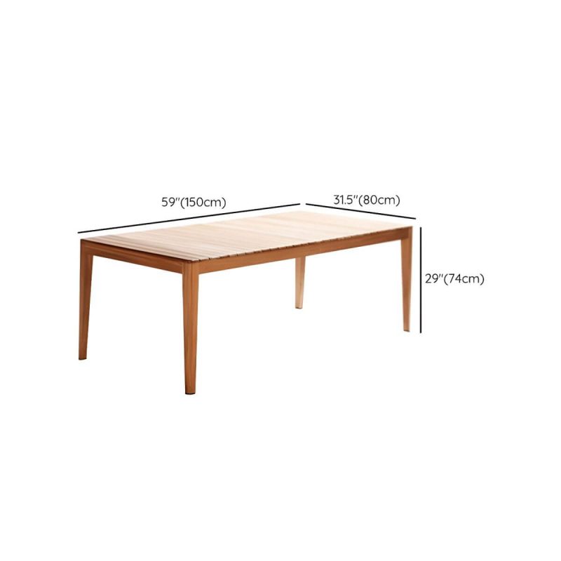 "Dimension of Teak Wood Dining Table Modern Outdoor Water Resistant Patio Table - 59.1"L x 31.5"W x 29.5"H Table Only"