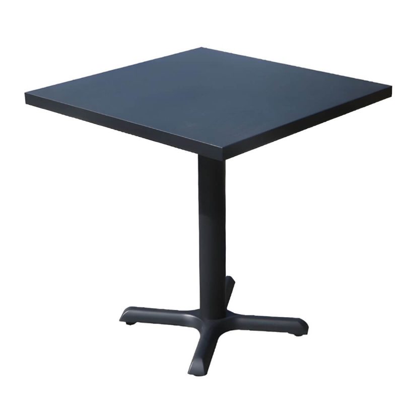 "Modern Geometric Waterproof Courtyard Table Metal Base Outdoor Table - Table Only Square Black 27.6"L x 27.6"W x 28.3"H"