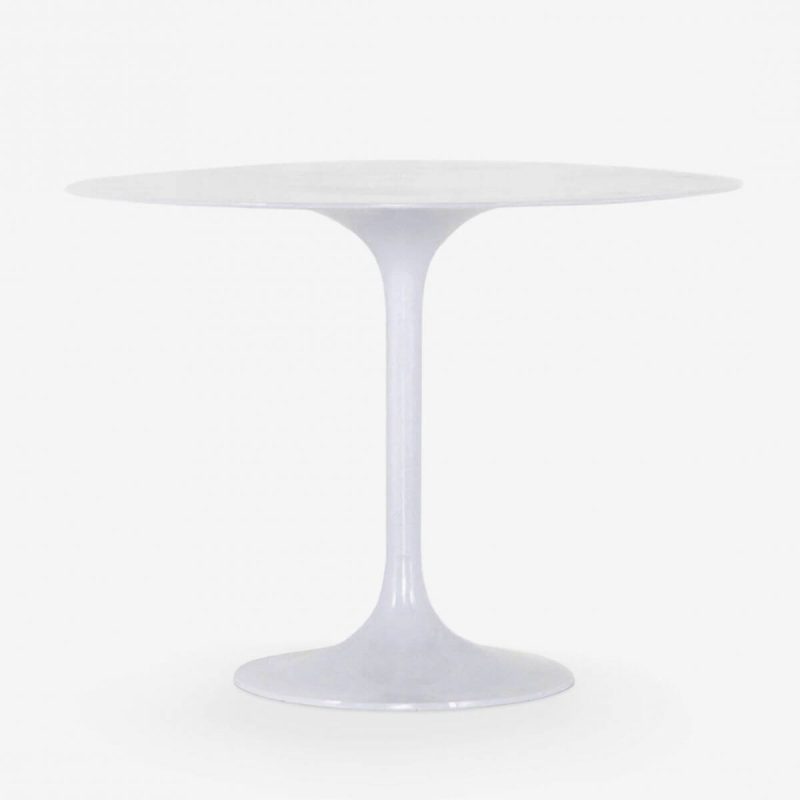 "Tropical White Stone Round Patio Dining Table with UV Resistant Top, 27.6"L x 27.6"W x 28.3"H, Table"