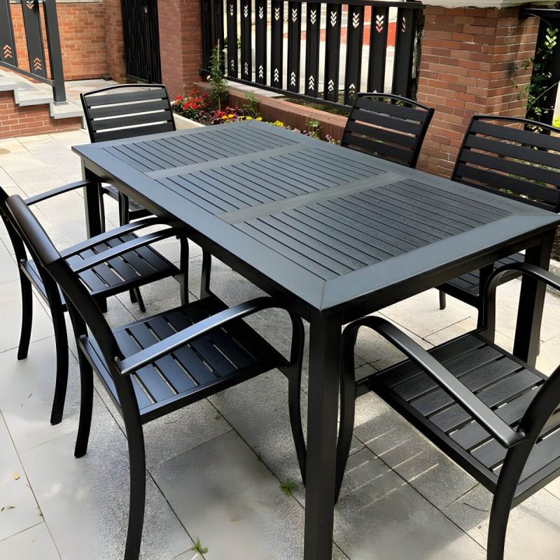 "Black Modern Courtyard Dining Chairs Waterproof and Sun Proof for Outdoor - Black"