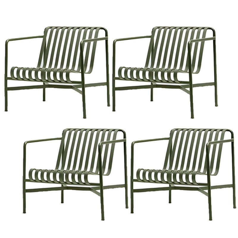 "Industrial Metal Outdoor Bistro Chairs Open Back Dining Chairs in Green - 29"L x 32"W x 28"H 4 Piece Set"