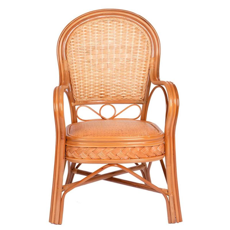 "Traditional 40.55" Height Solid Color Rattan Outdoor Dining Armchair - Yellow 1 Piece"