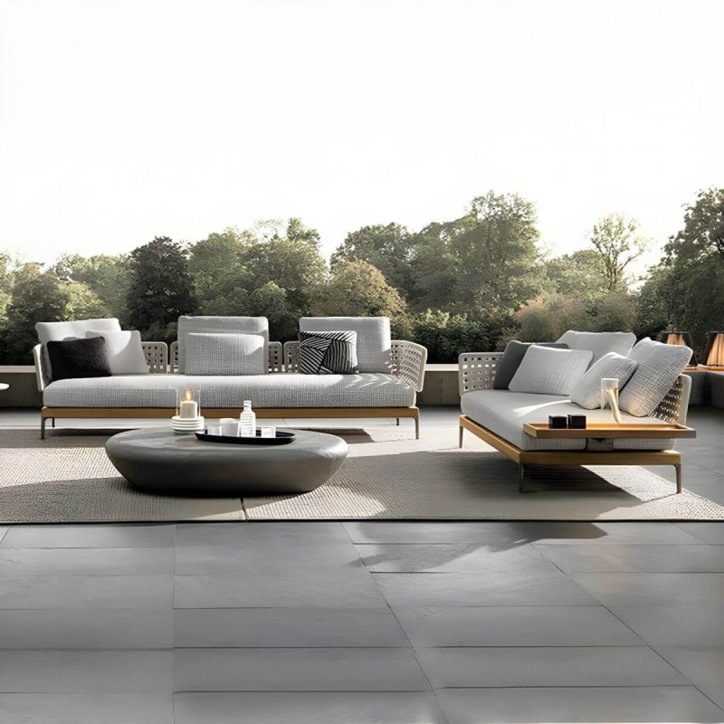 "Scandinavian Patio Sofa Water Resistant Gray Outdoor Patio Sofa - Right Corner Sofa Aluminum 70"L x 30"W x 26"H"