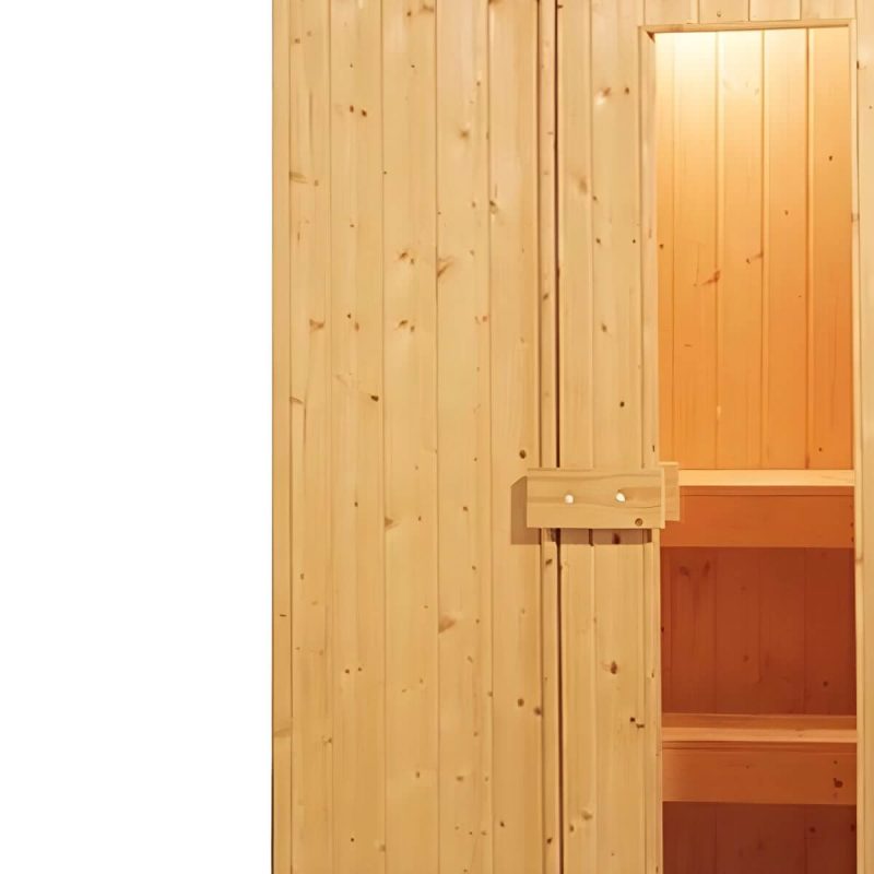 "Indoor / Outdoor Fir Wood Sauna with Tempered Glass Door and Vents Included - 59"L x 47"W x 82"H"