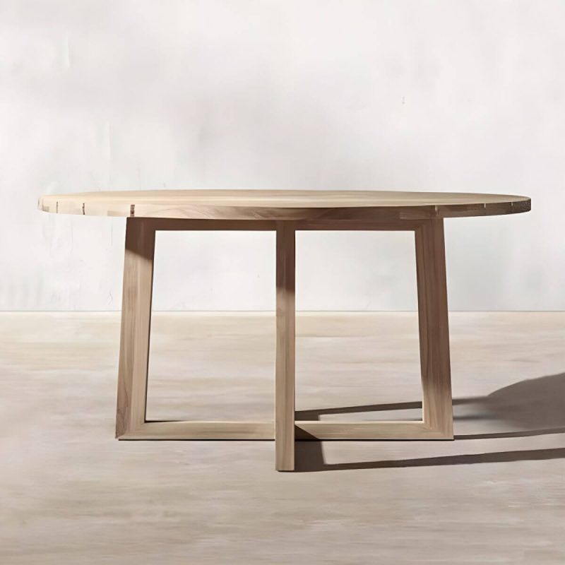 "Contemporary Teak Wood Dining Table Outdoor Rectangle Patio Table - Table Only 39.4"L x 39.4"W x 29.5"H Round"