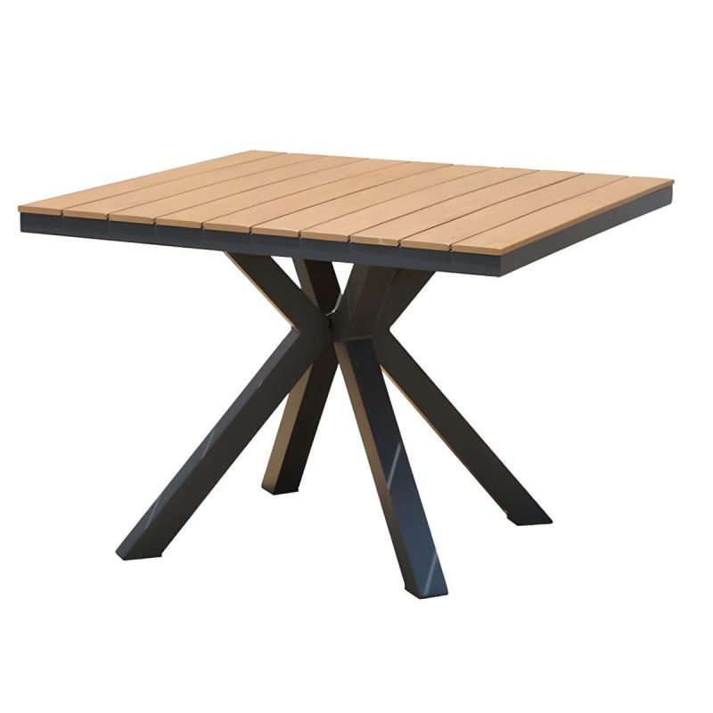 "Modern Artificial Wood Courtyard Table Geometric Outdoor Table - Table Only 39.4"L x 39.4"W x 29.1"H Square"