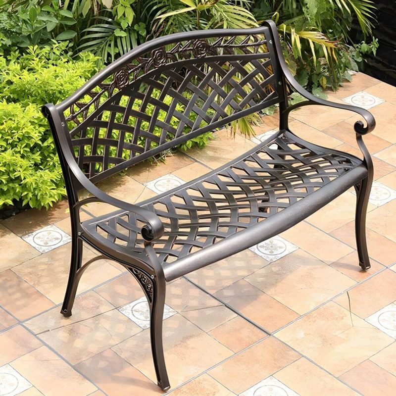 "Contemporary Style Park Bench with Legs Water Resistant for Outdoor - 39"L x 24"W x 34"H"
