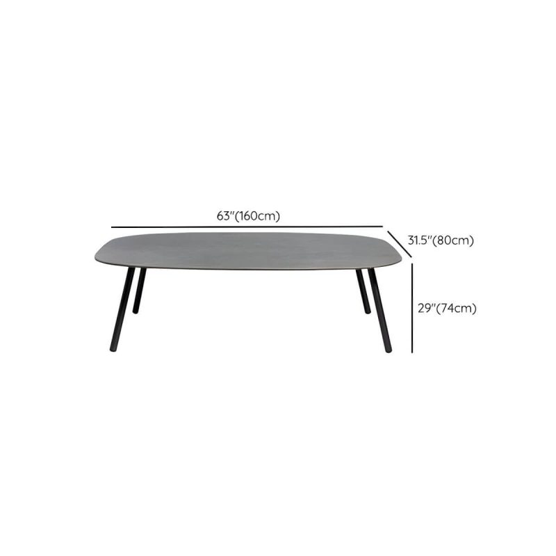 "Dimension of Contemporary Style Metal Patio Table Rectangle/Oval Shape in Brown - Table Only 63"L x 31"W x 29"H Oval"