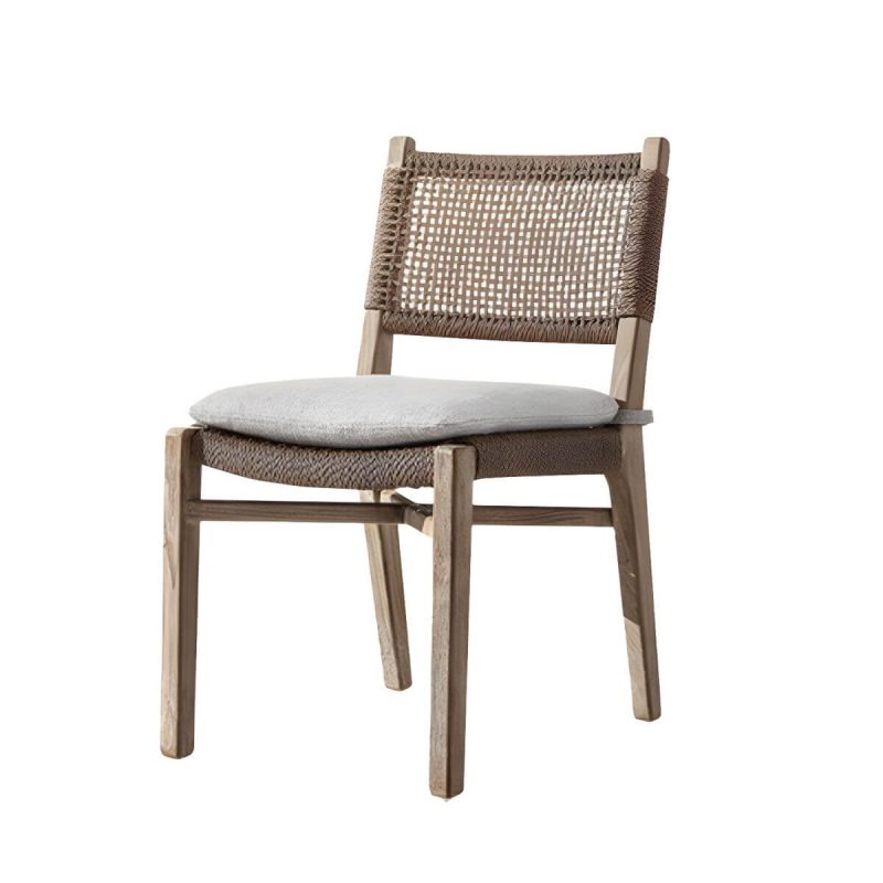 "Traditional Teak Natural Solid Wood Stacking Upholstered Outdoor Bistro Chairs - 1 Piece Armless Qucik-Drying Sponge"