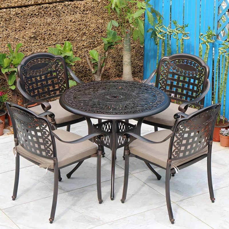 "Traditional Dining Armchair in Bronze With Arm 25.2" Long 35.03" High - 6 Piece Set"