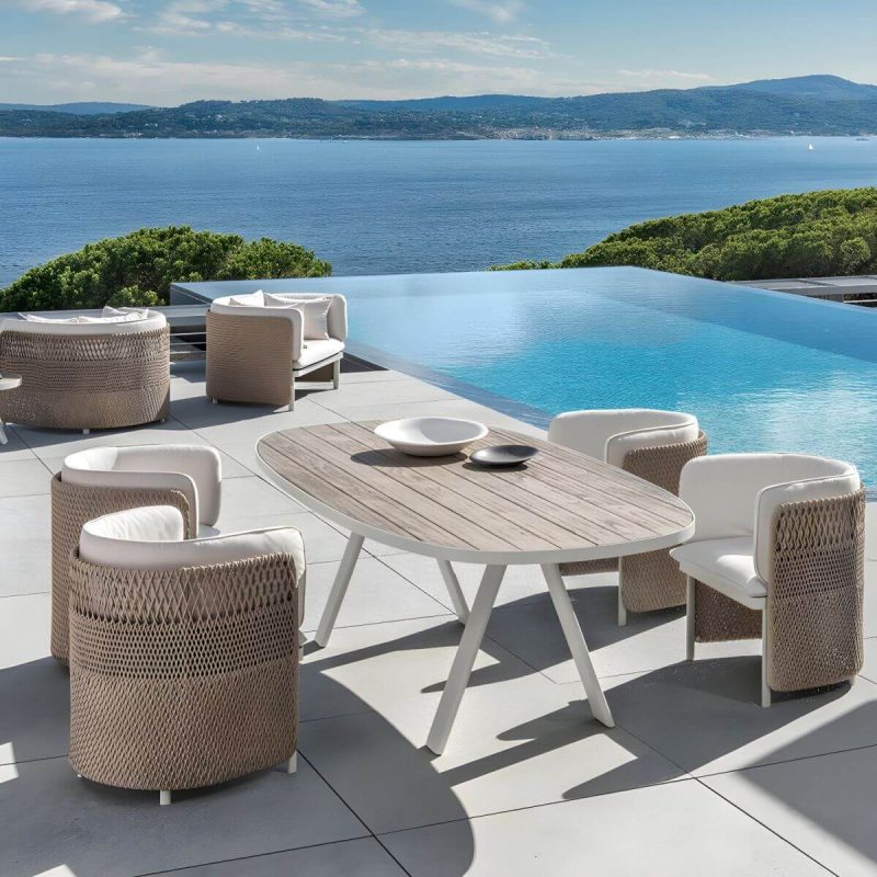 "Tropical with Cushions UV Resistant White Fabric Outdoor Patio Sofa - 75"L x 31"W x 39"H"