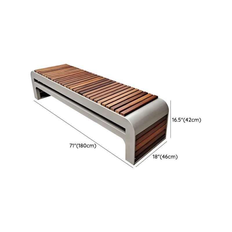 "Dimension of No Distressing Non-Foldable Picnic Bench Stainless Steel Cushions Not Included Storage Not Included - Brown 71"L x 18"W x 17"H"