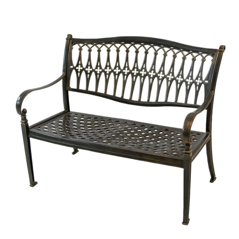 "Modern Metal Garden Bench with Legs Water Resistant for Outdoor - 44"L x 28"W x 36"H"
