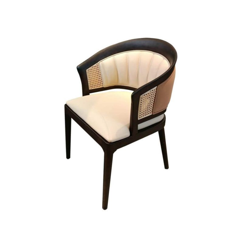 "Tropical Natural Wood Patio Arm Chair with Ivory Cushion, 1 Chair, 23.6"L x 21.7"W x 32.7"H"