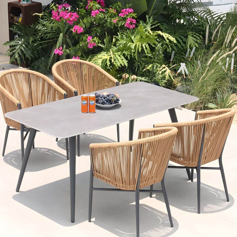 "Mid-Century Modern Dining Table Set with 4 Legs Chair for Outdoors - Table & Chair(s) 63"L x 31"W x 29"H 4"