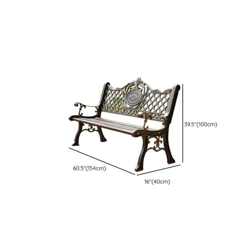 "Dimension of Modern Metal Garden Bench with Legs Water Resistant for Outdoor - 61"L x 16"W x 39"H"