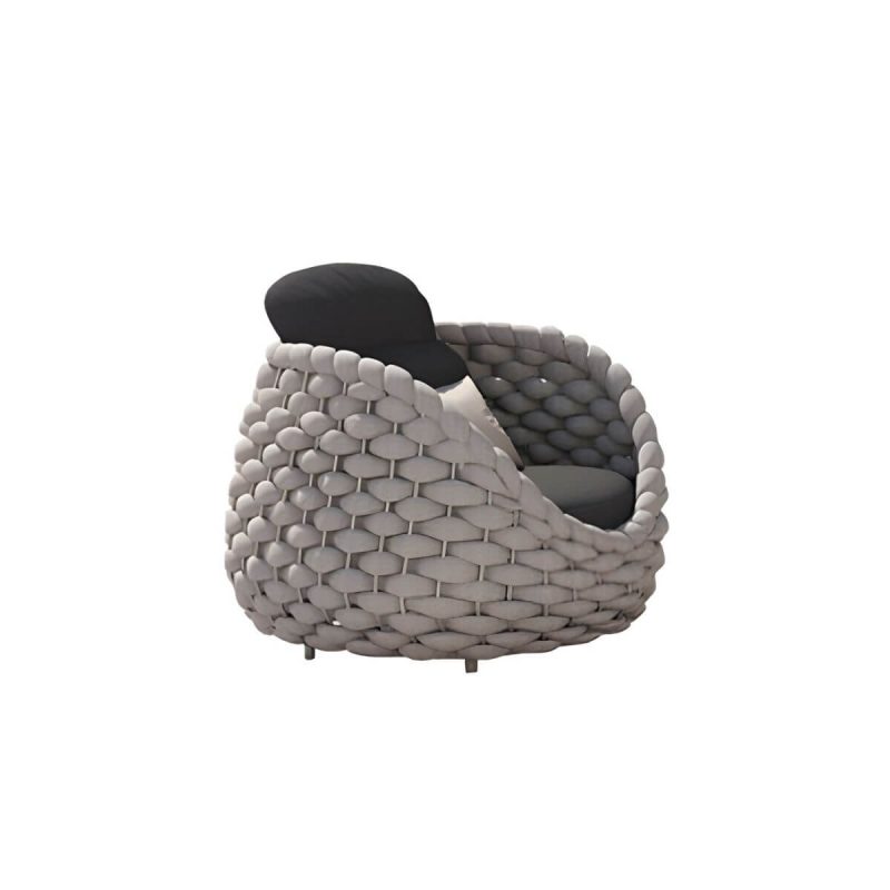 "Tropical Outdoor Patio Sofa Fabric White Gray With Cushions Wicker/Rattan - 33.5"L x 33.5"W x 27.56"H"