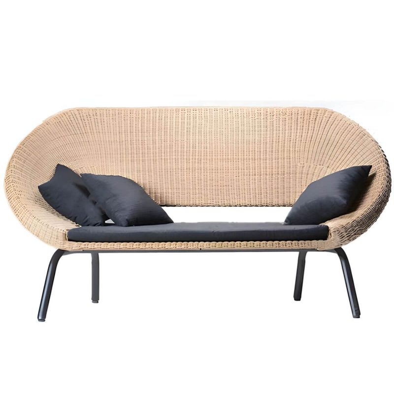 "Wicker Natural Water Resistant and UV Resistant 1 Piece Outdoor Patio Sofa - Loveseat"