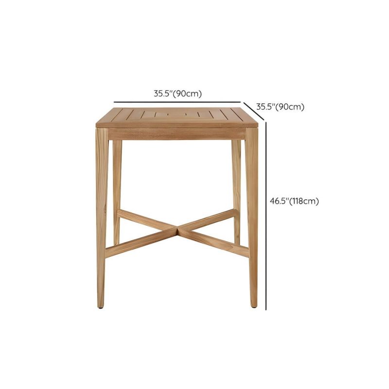 "Dimension of Modern Patio Dining Table Set 1/5/7 Pcs Wood Frame Patio Dining Table and Chairs - Table 35"L x 35"W x 46"H Zero Brown"