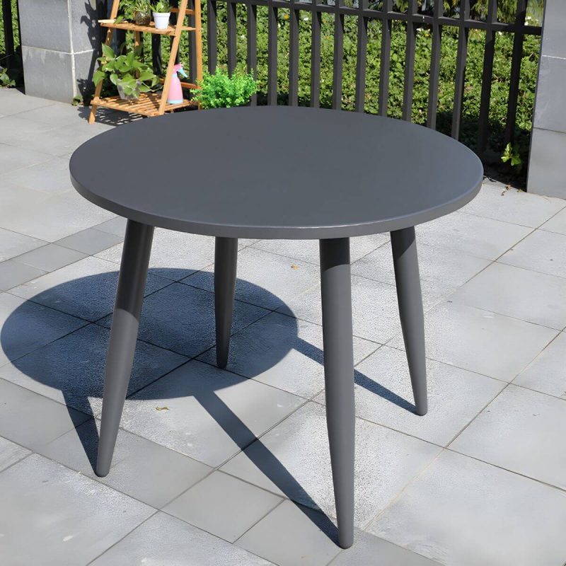 "Contemporary Aluminum Frame Patio Table Water and UV Resistant Patio Table - 35.4"L x 35.4"W x 28.7"H Round Table Only"
