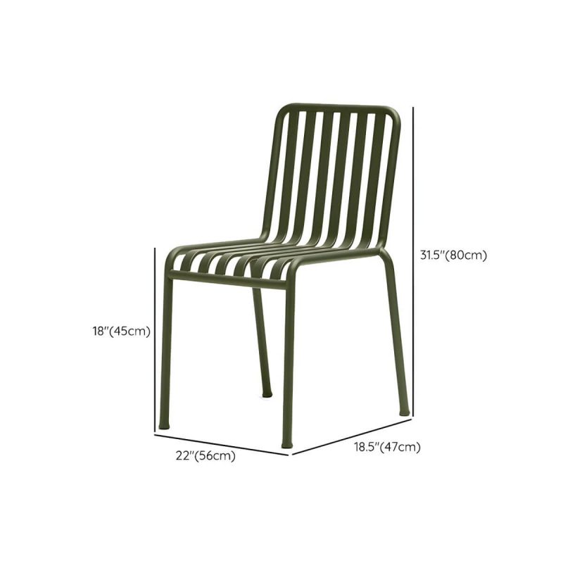 "Dimension of Industrial Metal Outdoor Bistro Chairs Open Back Dining Chairs in Green - 22"L x 19"W x 31"H 2 Piece Set"