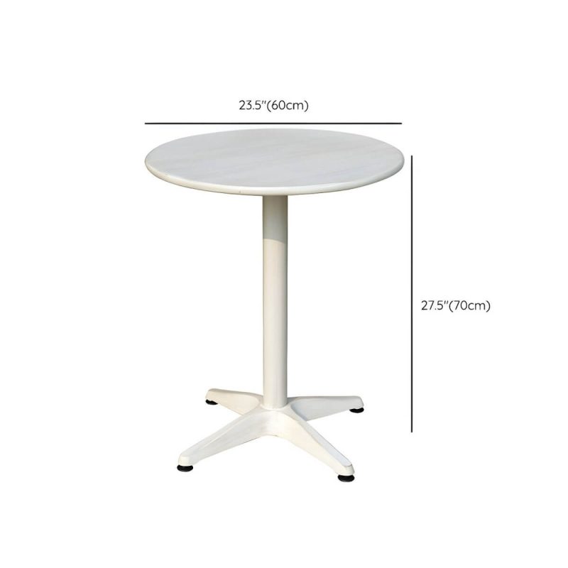 "Dimension of Modern Geometric Waterproof Courtyard Table Metal Base Outdoor Table - Table Only Round Textured White 23.6"L x 23.6"W x 27.6"H"