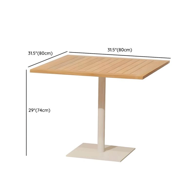 "Dimension of Teak Wood Water Resistant Dining Table Outdoor Solid Wood Patio Table in Brown - Table Only 31.5"L x 31.5"W x 29.1"H"
