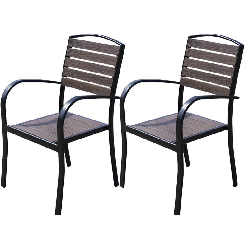 "Traditional Dining Armchair Open Back Outdoors Dining Chairs in Brown - 22"L x 23"W x 35"H 2 Piece Set"