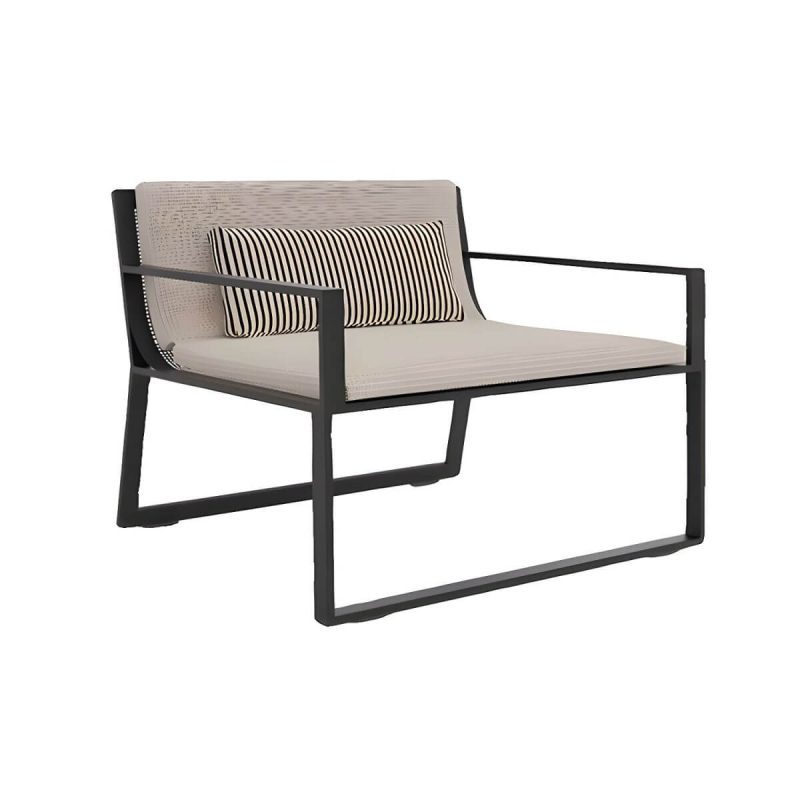 "Aluminum Alloy Frame Outdoor Sofa Modern Style Waterproof Cushion Included - 29.5"L x 29.5"W x 27.5"H"