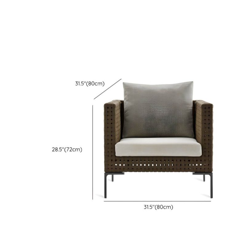 "Dimension of Elegant Metal Framed White Upholstered Modern Sofa with Cushions - 1-Seater Sofa"