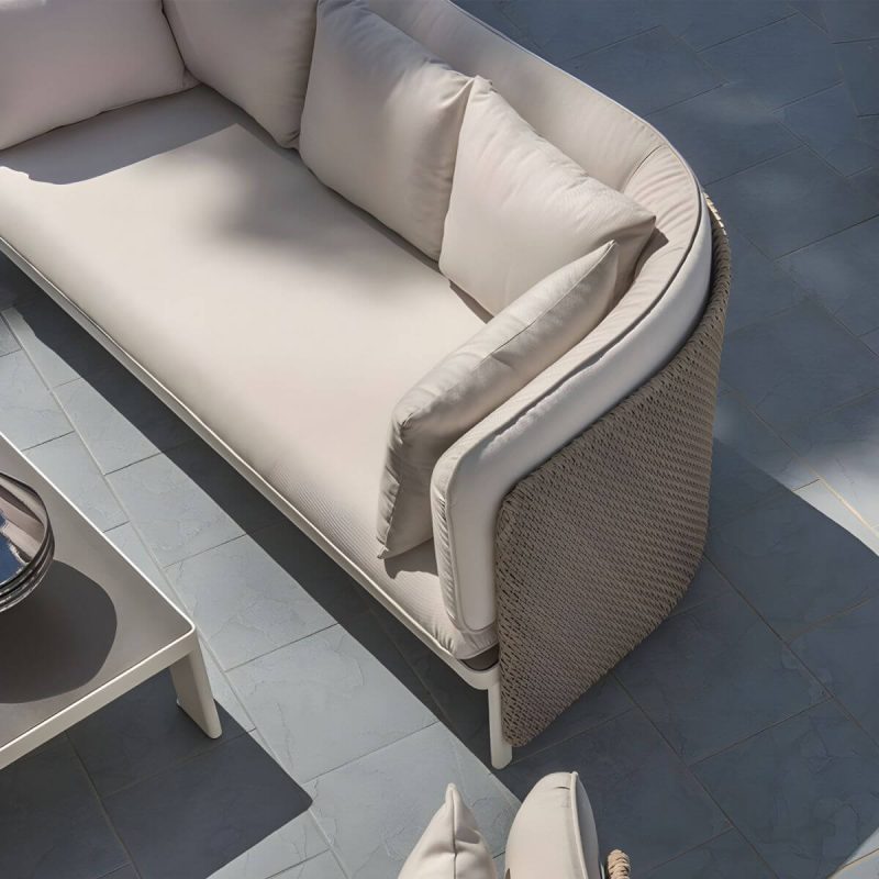 "Tropical with Cushions UV Resistant White Fabric Outdoor Patio Sofa - 75"L x 31"W x 39"H"