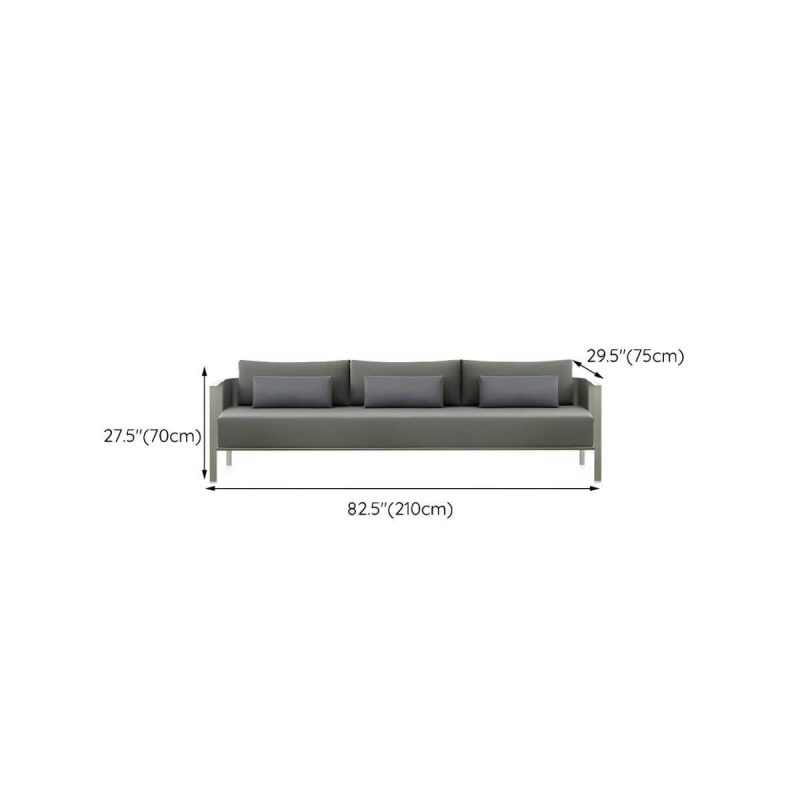 "Dimension of Stainless Steel Frame Outdoor Sofa Industrial Water Resistant Patio Sofa with Cushion - 3-Seater Sofa"