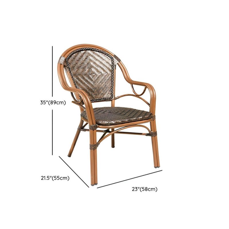 "Dimension of Contemporary Dining Table Set with Brown Woven Chair for Courtyard - Table & Chair(s) 32"L x 32"W x 28"H 4"