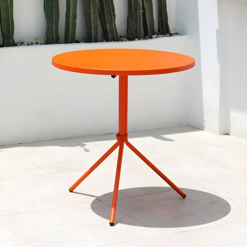 "Contemporary Round/Square Bistro Table Aluminum Water Resistant Patio Table - Orange Round Table Only"