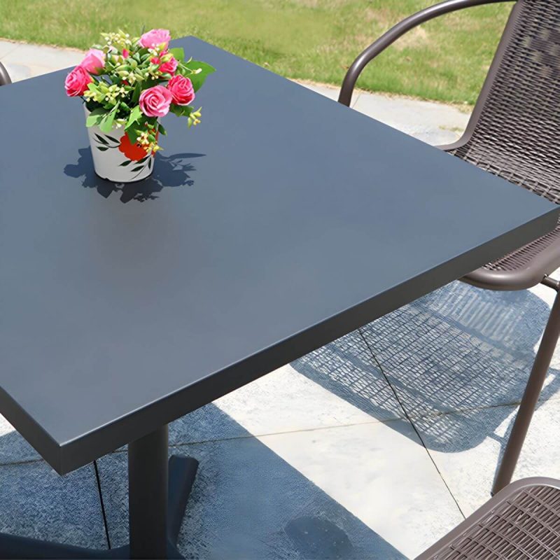 "Modern Geometric Waterproof Courtyard Table Metal Base Outdoor Table - Table Only Square Black 31.5"L x 31.5"W x 28.7"H"