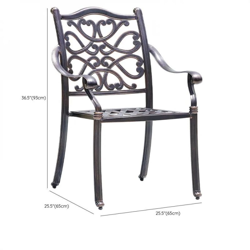 "Dimension of Gunmetal Iron Patio Arm Chair, Stackable, Minimalist Style, 1 Chair, 26"L x 26"W x 37"H"
