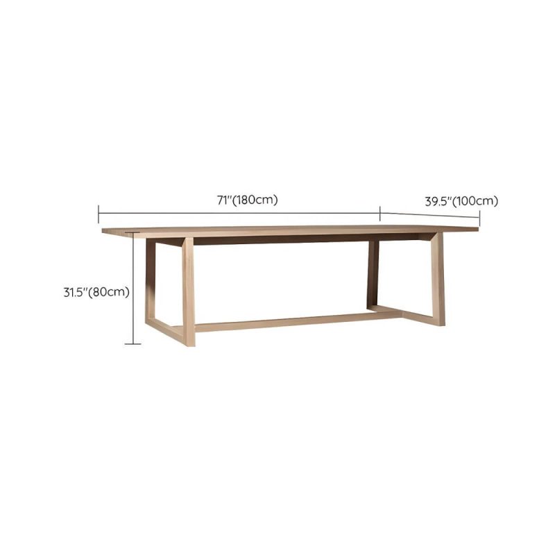 "Dimension of Teak Wood Mid-Century Modern Patio Dining Set in Natural Finish - Table 70.9"L x 39.4"W x 29.5"H"