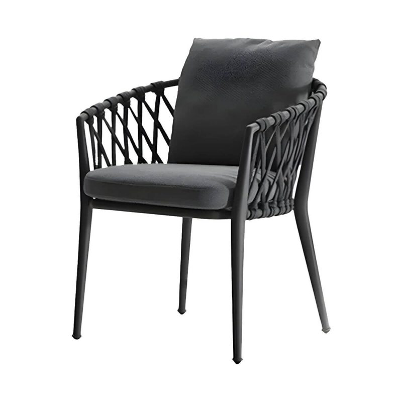 "Metal Matte Finish Patio Chair Assembled Tropical with Cushions - 23.2"L x 25.6"W x 28"H 2 Piece Set"
