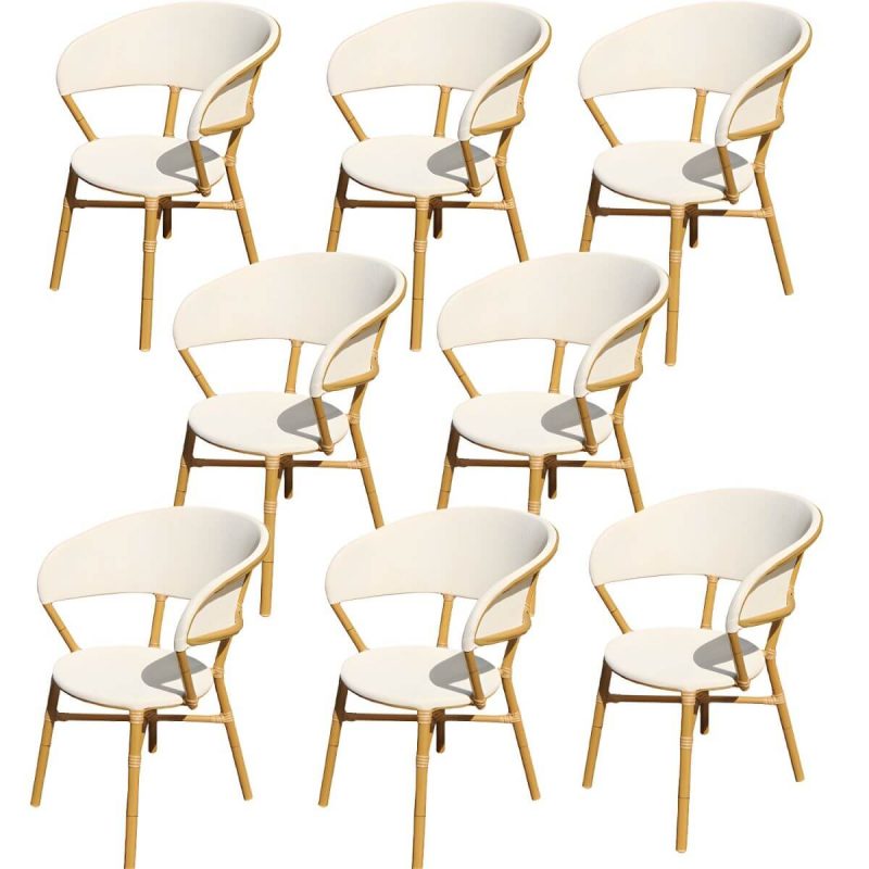 "Modern Patio Dining Side Chair Metal Outdoor Bistro Chairs with Arm - 8 Piece Set"
