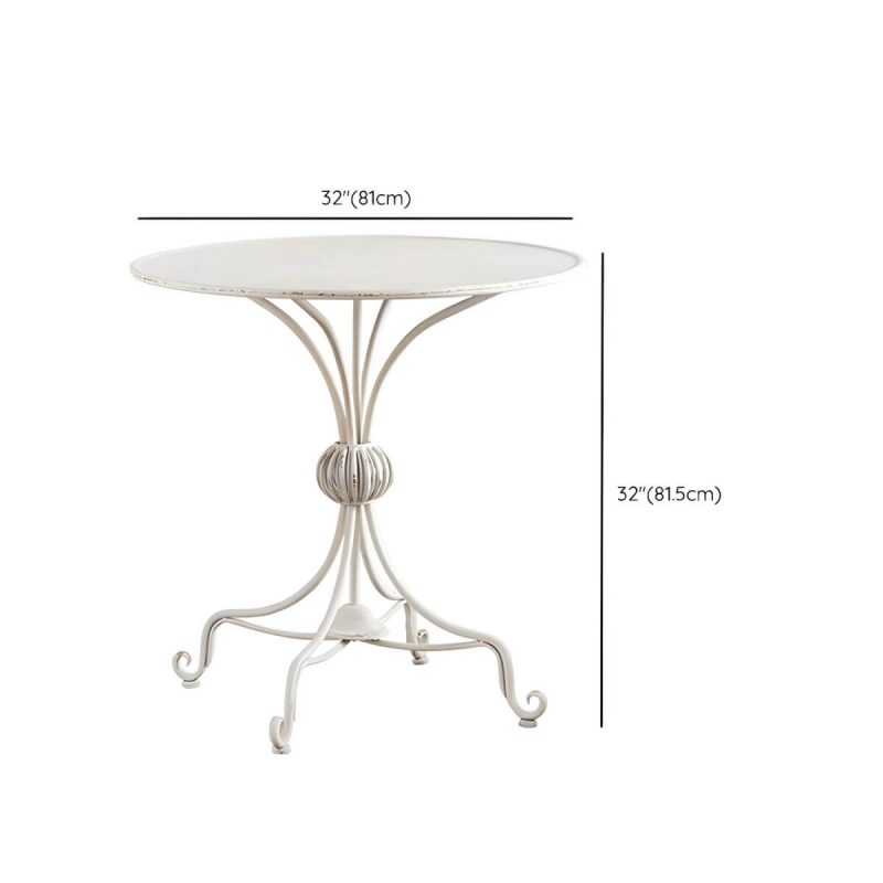 "Dimension of White French Countryside Style Metal Courtyard Dining Table for Outdoor - Table Only 32"L x 32"W x 32"H"