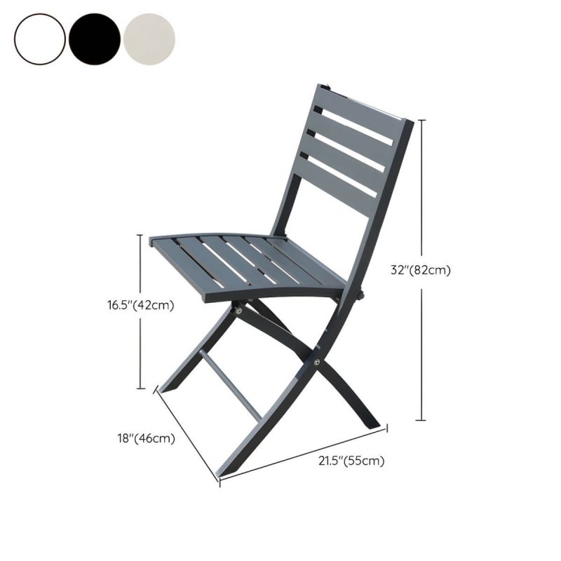 "Dimension of Metal Modern Folding Patio Dining Set with Strap Back Chairs - Table & Chair(s) 28"L x 28"W x 28"H 2 Black"